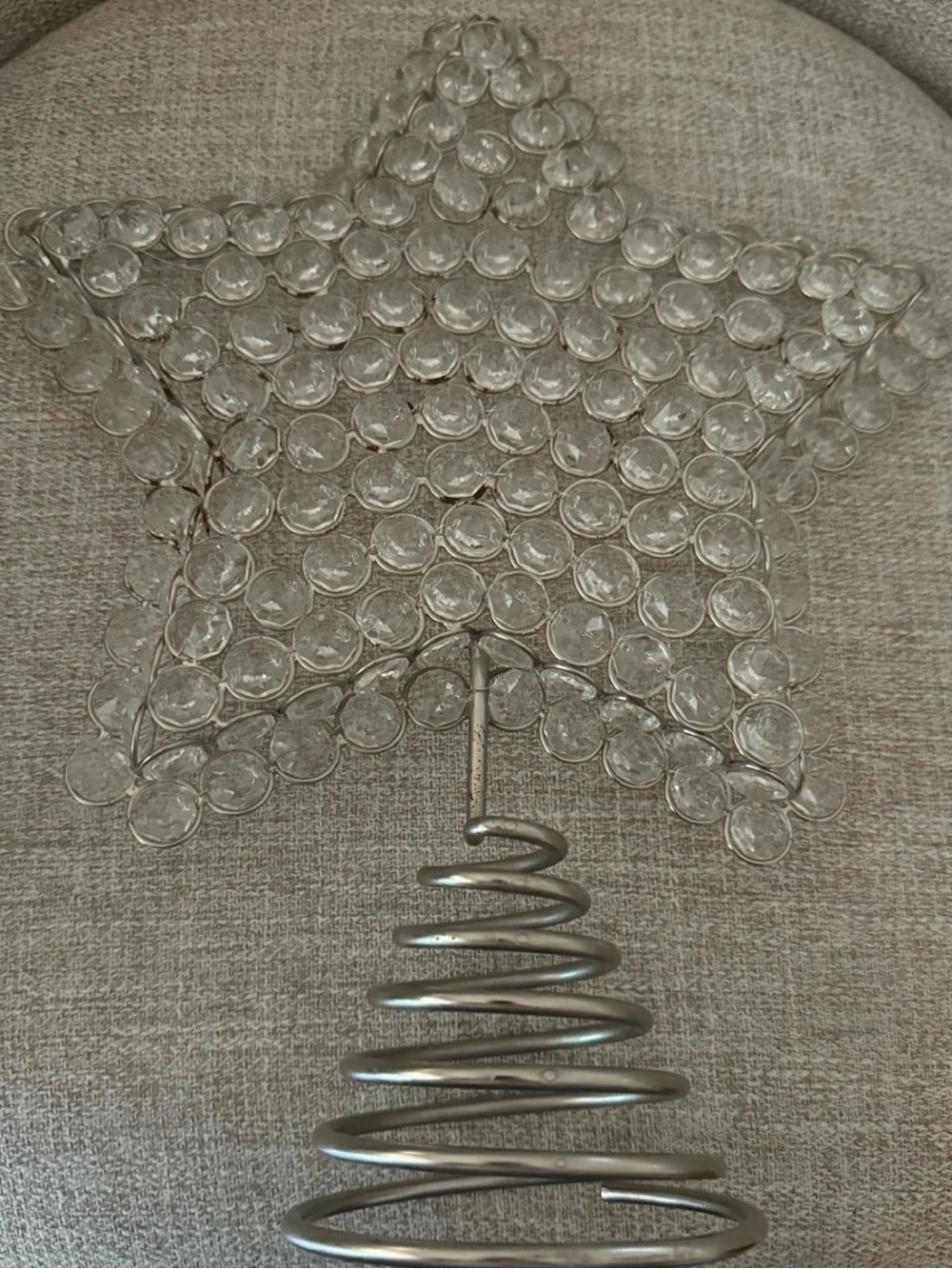 Clear Crystal Star Tree Topper - Silver Spiral Base